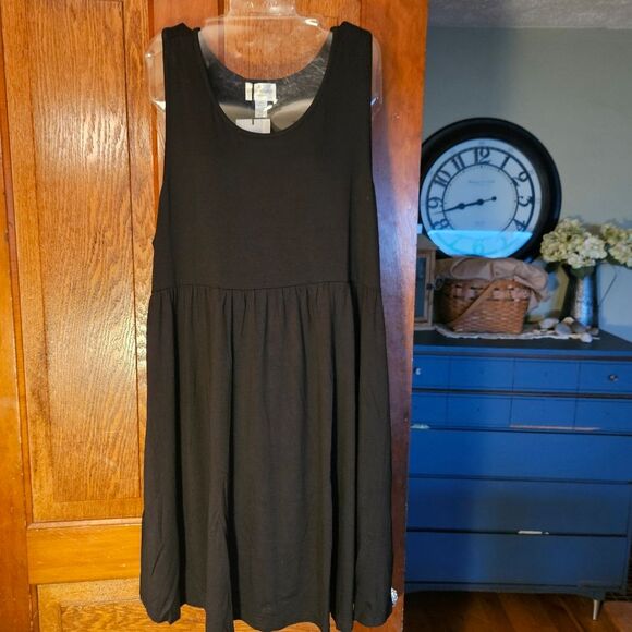 Miss Lavish London Black Sleeveless Casual Dress 2XL Flowy Pockets Boho NWT - Picture 2 of 6